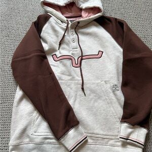 Kimes Ranch Brown and Cream Hoodie with Pink Accents